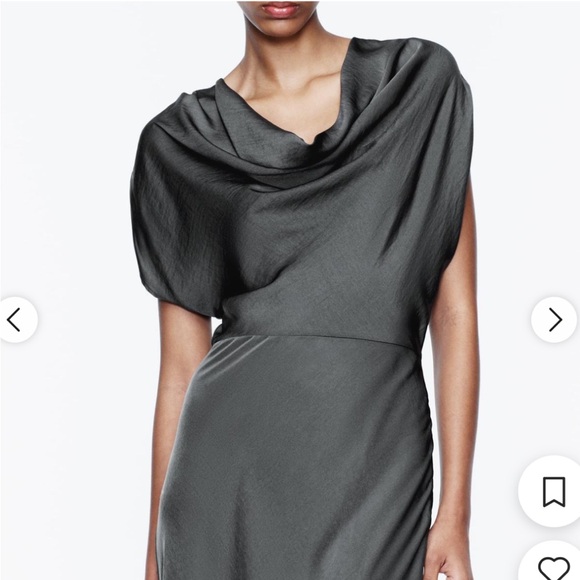 ZARA SATIN MIDI DRESS - Picture 7 of 7